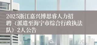 2025浙江嘉兴博思睿人力招聘（派遣至海宁市综合行政执法队）2人公告