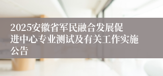 2025安徽省军民融合发展促进中心专业测试及有关工作实施公告