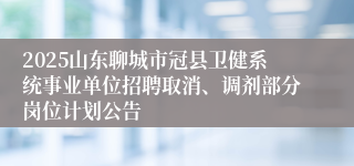 2025山东聊城市冠县卫健系统事业单位招聘取消、调剂部分岗位计划公告