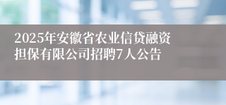 2025年安徽省农业信贷融资担保有限公司招聘7人公告