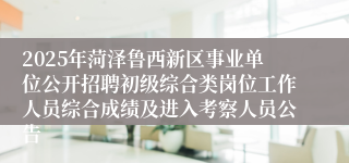 2025年菏泽鲁西新区事业单位公开招聘初级综合类岗位工作人员综合成绩及进入考察人员公告