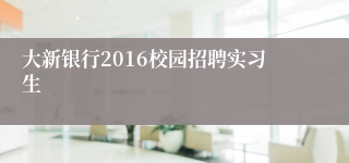 大新银行2016校园招聘实习生