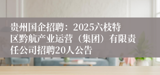 贵州国企招聘：2025六枝特区黔航产业运营（集团）有限责任公司招聘20人公告
