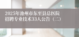 2025年池州市东至县总医院招聘专业技术33人公告（二）