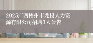 2025广西梧州市龙投人力资源有限公司招聘3人公告