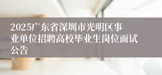 2025广东省深圳市光明区事业单位招聘高校毕业生岗位面试公告