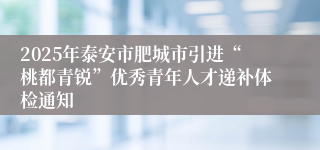 2025年泰安市肥城市引进“桃都青锐”优秀青年人才递补体检通知