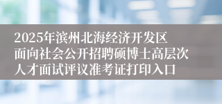 2025年滨州北海经济开发区面向社会公开招聘硕博士高层次人才面试评议准考证打印入口