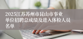 2025江苏苏州市昆山市事业单位招聘总成绩及进入体检人员名单