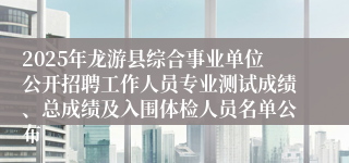 2025年龙游县综合事业单位公开招聘工作人员专业测试成绩、总成绩及入围体检人员名单公布