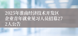 2025年淮南经济技术开发区企业青年就业见习人员招募272人公告