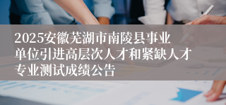 2025安徽芜湖市南陵县事业单位引进高层次人才和紧缺人才专业测试成绩公告
