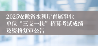 2025安徽省水利厅直属事业单位“三支一扶”招募考试成绩及资格复审公告