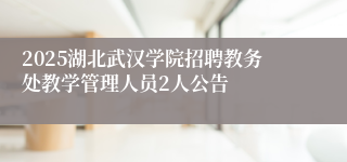 2025湖北武汉学院招聘教务处教学管理人员2人公告