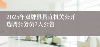 2025年双牌县县直机关公开选调公务员7人公告