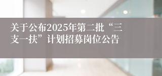 关于公布2025年第二批“三支一扶”计划招募岗位公告