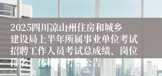 2025四川凉山州住房和城乡建设局上半年所属事业单位考试招聘工作人员考试总成绩、岗位排名、体检及考察公告