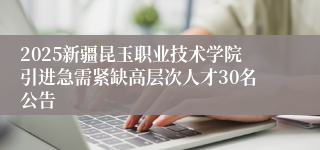 2025新疆昆玉职业技术学院引进急需紧缺高层次人才30名公告