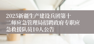 2025新疆生产建设兵团第十二师应急管理局招聘政府专职应急救援队员10人公告