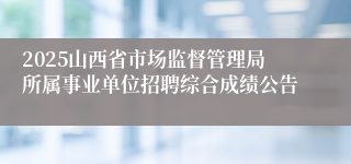 2025山西省市场监督管理局所属事业单位招聘综合成绩公告