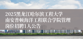 2025黑龙江哈尔滨工程大学南安普顿海洋工程联合学院管理岗位招聘1人公告