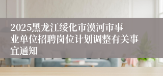 2025黑龙江绥化市漠河市事业单位招聘岗位计划调整有关事宜通知