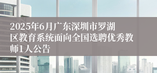 2025年6月广东深圳市罗湖区教育系统面向全国选聘优秀教师1人公告