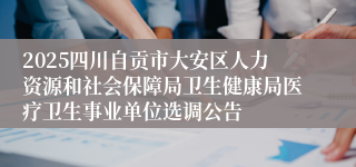 2025四川自贡市大安区人力资源和社会保障局卫生健康局医疗卫生事业单位选调公告