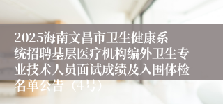 2025海南文昌市卫生健康系统招聘基层医疗机构编外卫生专业技术人员面试成绩及入围体检名单公告（4号）