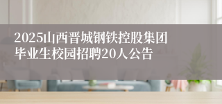 2025山西晋城钢铁控股集团毕业生校园招聘20人公告