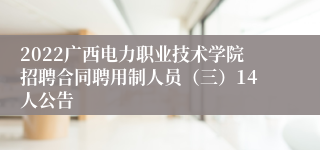 2022广西电力职业技术学院招聘合同聘用制人员（三）14人公告