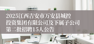 2025江西吉安市万安县城控投资集团有限公司及下属子公司第二批招聘15人公告