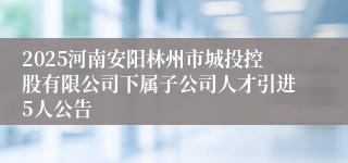 2025河南安阳林州市城投控股有限公司下属子公司人才引进5人公告