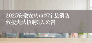 2025安徽安庆市怀宁县消防救援大队招聘3人公告