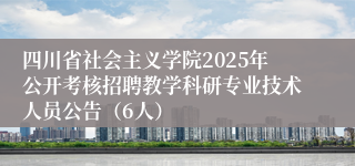 四川省社会主义学院2025年公开考核招聘教学科研专业技术人员公告（6人）