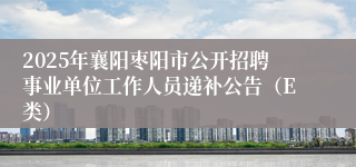 2025年襄阳枣阳市公开招聘事业单位工作人员递补公告（E类）