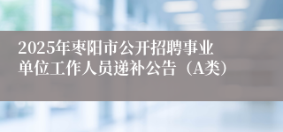 2025年枣阳市公开招聘事业单位工作人员递补公告（A类）