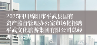 2025四川绵阳市平武县国有资产监督管理办公室市场化招聘平武文化旅游集团有限公司总经理1人公告
