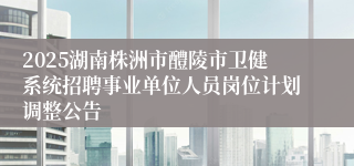 2025湖南株洲市醴陵市卫健系统招聘事业单位人员岗位计划调整公告