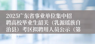 2025广东省事业单位集中招聘高校毕业生韶关（乳源瑶族自治县）考区拟聘用人员公示（第一批）