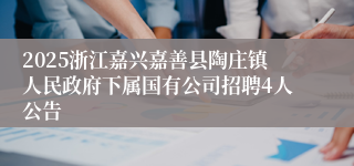 2025浙江嘉兴嘉善县陶庄镇人民政府下属国有公司招聘4人公告