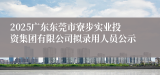2025广东东莞市寮步实业投资集团有限公司拟录用人员公示