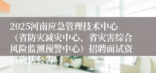 2025河南应急管理技术中心（省防灾减灾中心、省灾害综合风险监测预警中心）招聘面试资格确认公告