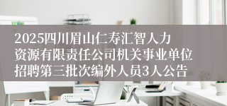 2025四川眉山仁寿汇智人力资源有限责任公司机关事业单位招聘第三批次编外人员3人公告