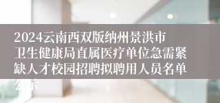 2024云南西双版纳州景洪市卫生健康局直属医疗单位急需紧缺人才校园招聘拟聘用人员名单公示