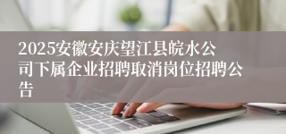 2025安徽安庆望江县皖水公司下属企业招聘取消岗位招聘公告