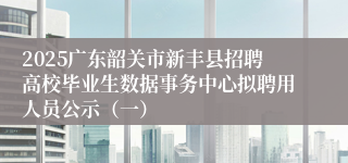 2025广东韶关市新丰县招聘高校毕业生数据事务中心拟聘用人员公示（一）