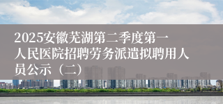 2025安徽芜湖第二季度第一人民医院招聘劳务派遣拟聘用人员公示（二）