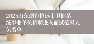 2025山东烟台招远市卫健系统事业单位招聘进入面试范围人员名单