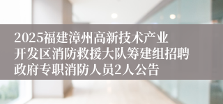 2025福建漳州高新技术产业开发区消防救援大队筹建组招聘政府专职消防人员2人公告